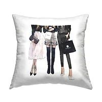 Stupell Industries Fashion Model Girls Glam Upscale Brands Throw Pillow, 18" x 18"