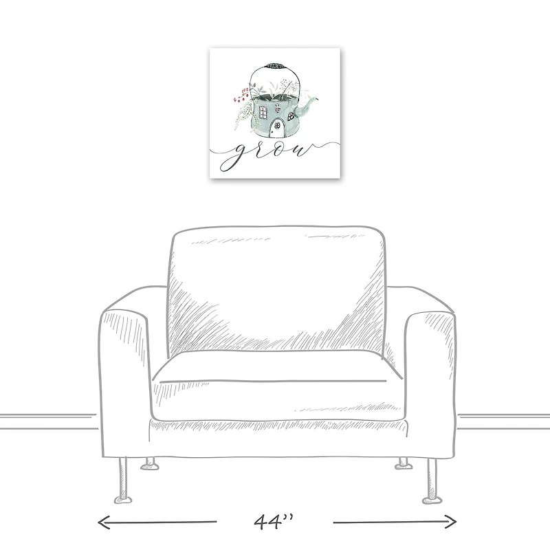 Grow Teapot Floral 16" x 16" Canvas Wall Art