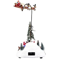 LED Lighted and Musical Flying Santa Animated Christmas Village Display - 13.5"