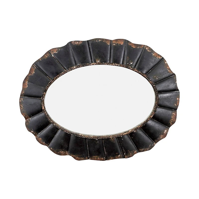 Hello Honey® 31" Black Oval Scalloped Metal Mirror