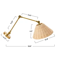 Hello Honey® 29" Antique Metal Brass Finish Coastal Adjustable Wall Sconce