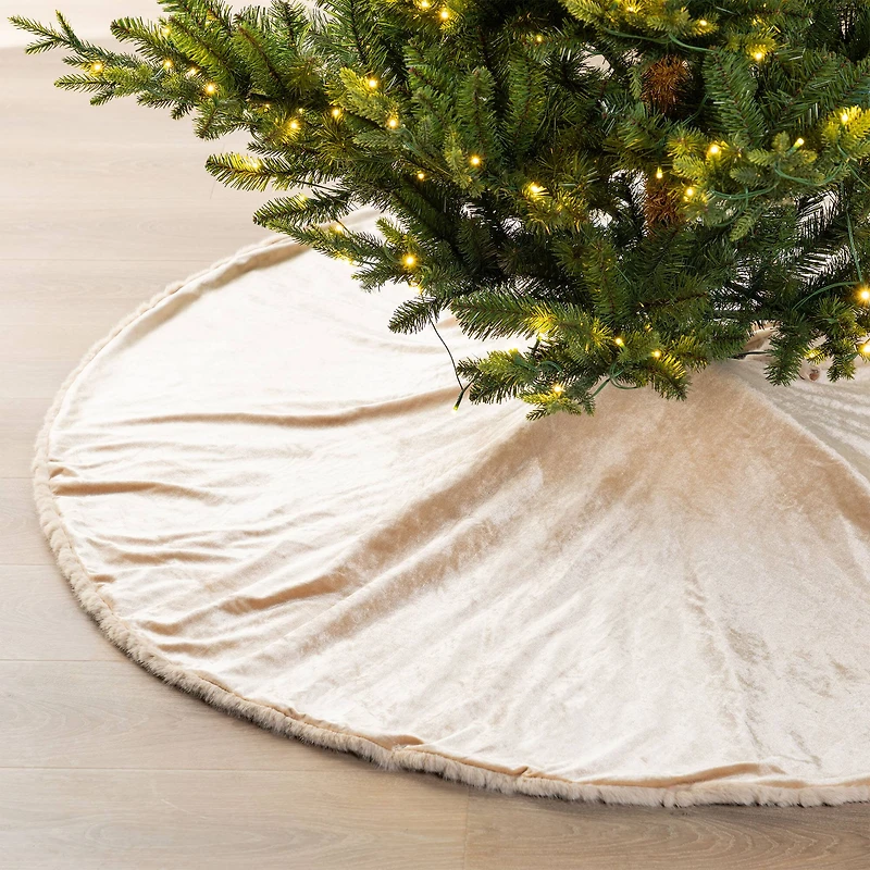 Glitzhome® 60"D Reversible Twisted Faux Marten Fur Christmas Tree Skirt