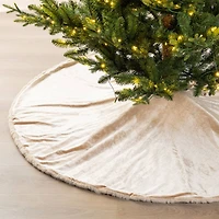 Glitzhome® 60"D Reversible Twisted Faux Marten Fur Christmas Tree Skirt