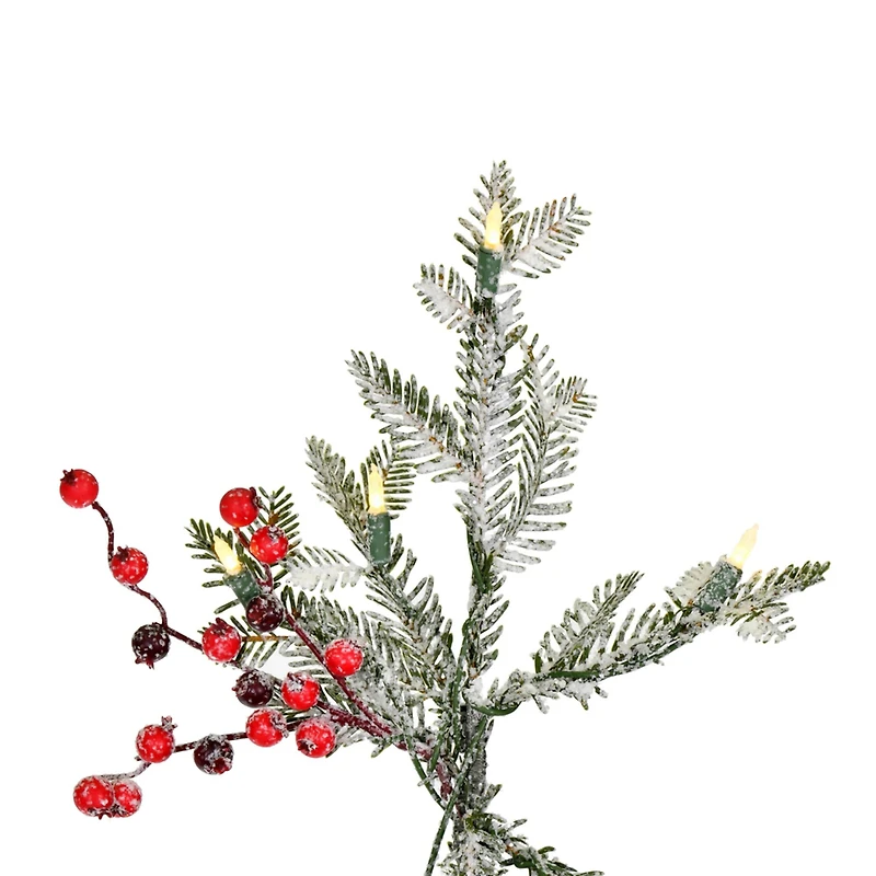 5.5ft Pre-Lit Frosted Berry Potted Pine Artificial Christmas Tree, Warm White Dura-Lit LED Lights