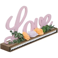 11.25" Love with Flowers Wooden Valentine's Day Sign