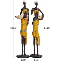 Handmade Polystone African Inspired Sculpture Set