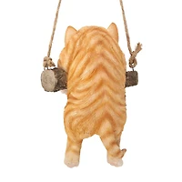 Design Toscano 8" Tabby Kitty on a Perch Hanging Cat Sculpture