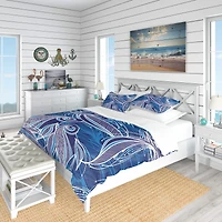 Designart 'Blue Pattern with Fantastic Fishes' Nautical & Coastal Bedding Set