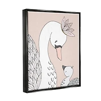 Stupell Industries Mother & Baby Swan Flower Crowns Princess Animals Floater Framed Art