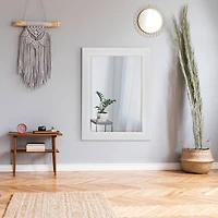 Head West Whitewashed Wood Plank Beveled Glass Bathroom Vanity Mirror