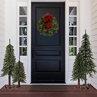 4ft. Pre-Lit Mountain Fir Artificial Christmas Tree with Natural Wood Pole, Soft White LED Lights