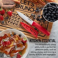 Farberware 5" Red Ceramic Utility Knife with Sheath