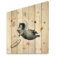 Designart - Little Penguin Flying Stars and Planets II