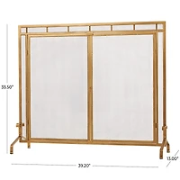 33.5" Gold Metal Geometric Single Panel Fireplace Screen