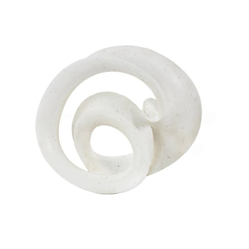 19.75" White Abstract Wavy Shaped Decorative Sculpture with Cutouts & Speckled Texturing