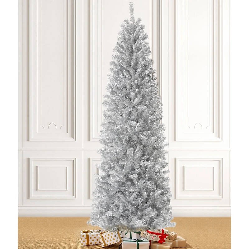 7.5ft. Unlit Silver Tinsel Artificial Christmas Tree