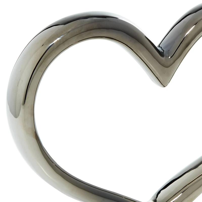 The Novogratz 12" Silver Ceramic Contemporary Heart Sculpture