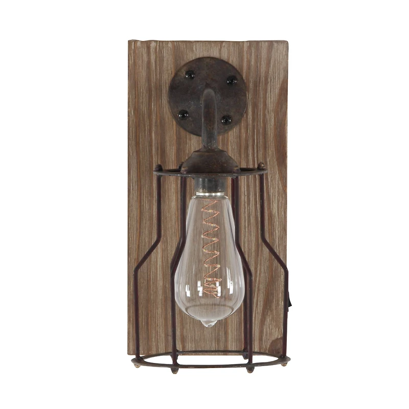 11" Brown Iron Industrial LED Wall Sconce