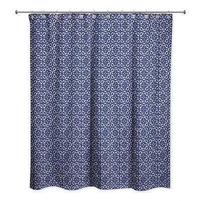 Navy Medallion Pattern 71" x 74" Shower Curtain
