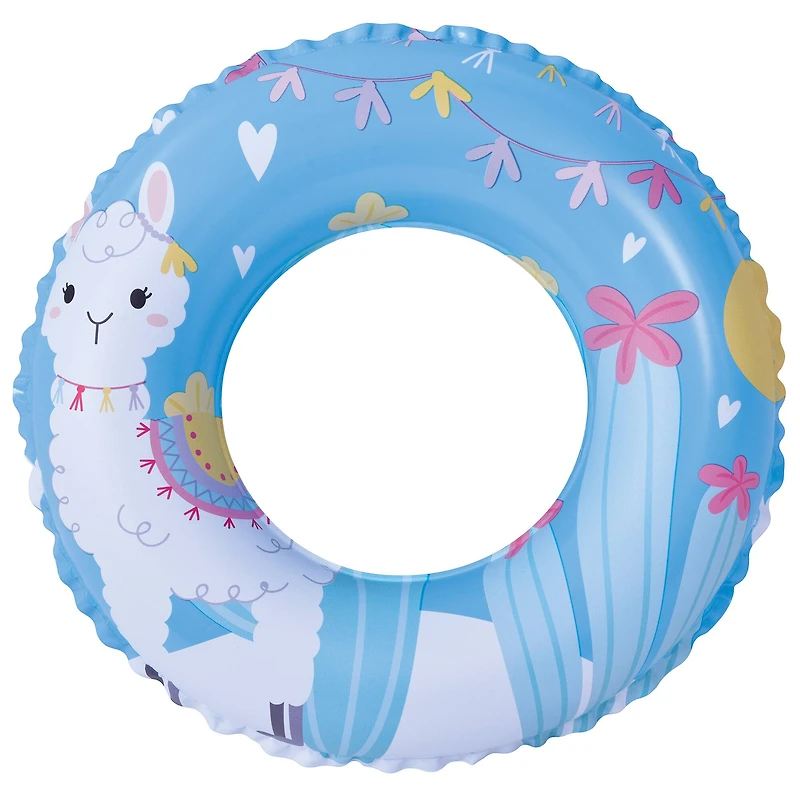 20" Blue & White Alpaca Inflatable Swim Ring Tube Float