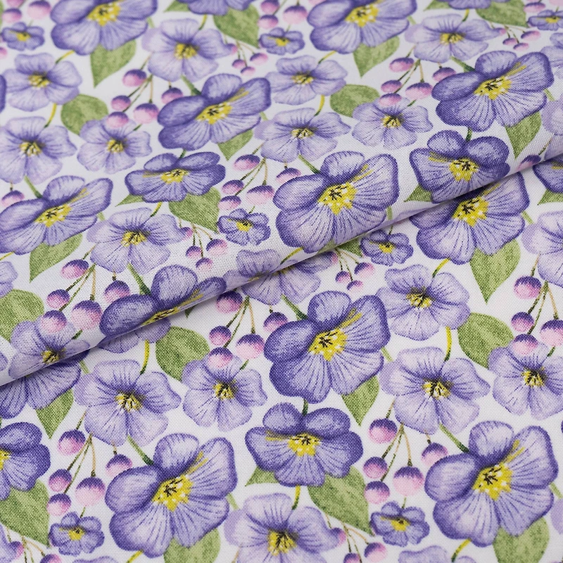 SINGER Packed Purple Blooms & Leaves Cotton Fabric