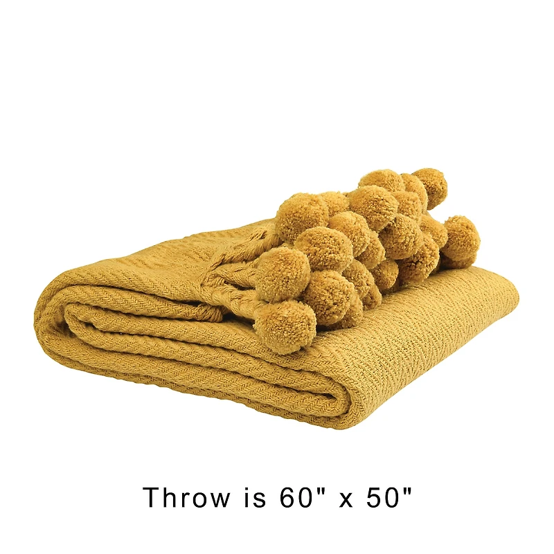 Hello Honey® Woven Cotton Pom Pom Throw