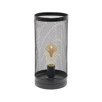 Simple Designs 13" Mesh Cylindrical Steel Table Lamp