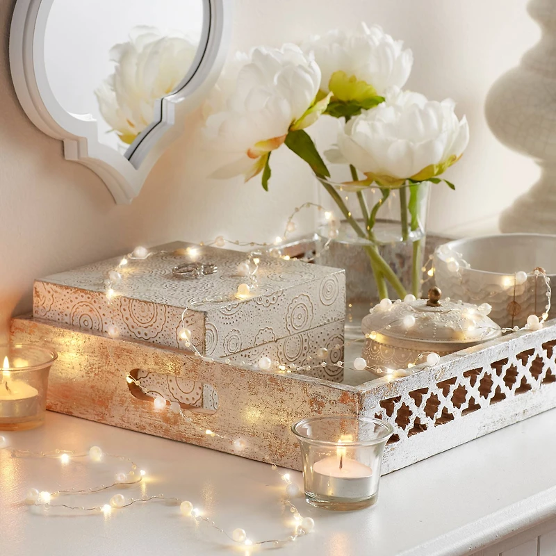40ct. Warm White Gold Pearl LED String Lights by Ashland®