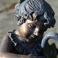 23.5" Bronze Children with Umbrella Outdoor Garden Water Fountain
