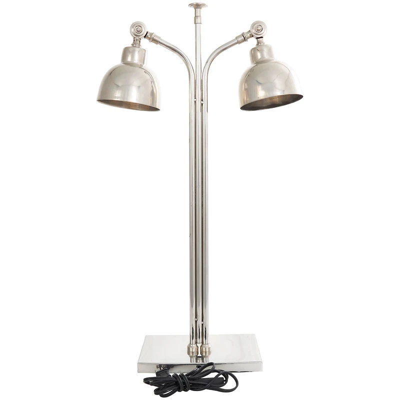2ft. Silver Stainless Steel Desk Lamp with Dual Shades