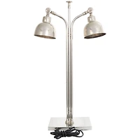2ft. Silver Stainless Steel Desk Lamp with Dual Shades