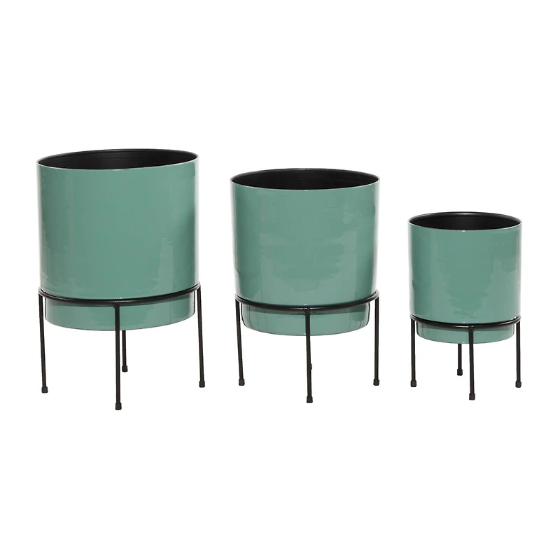 The Novogratz Teal Metal Contemporary Planter Set