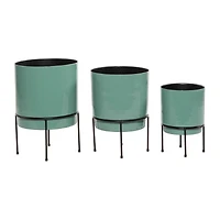 The Novogratz Teal Metal Contemporary Planter Set