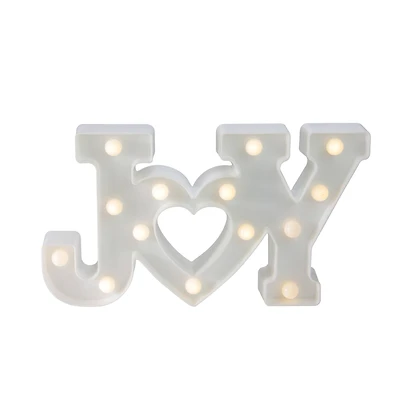 12.75" White Joy LED Christmas Marquee Wall Sign