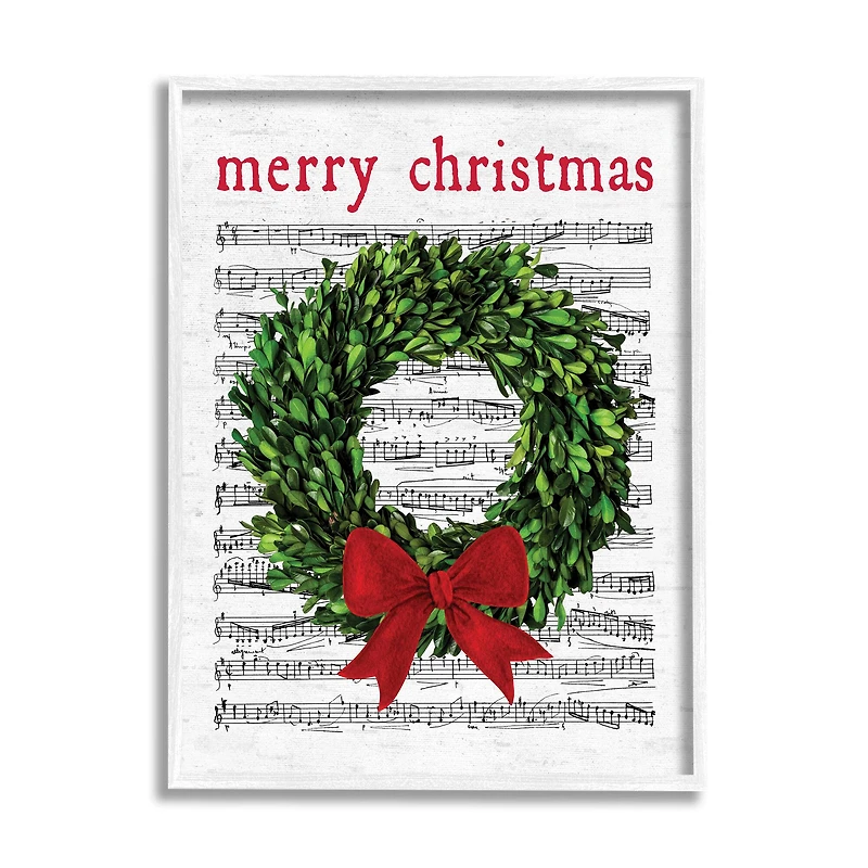 Stupell Industries Merry Christmas Song Wreath Framed Giclee Art