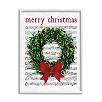 Stupell Industries Merry Christmas Song Wreath Framed Giclee Art