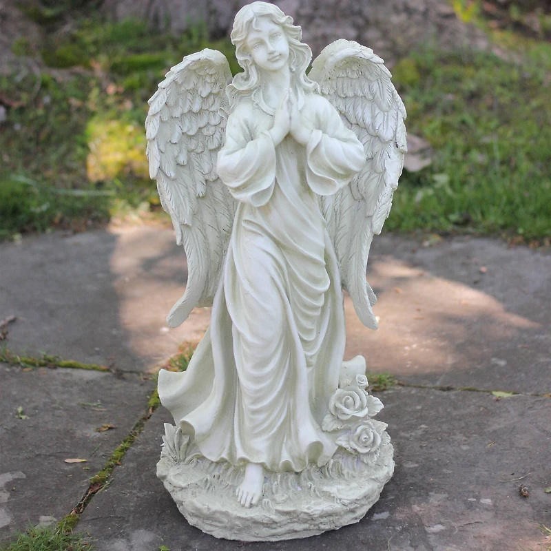 24.5" Light Olive Green Praying Angel Garden Statue