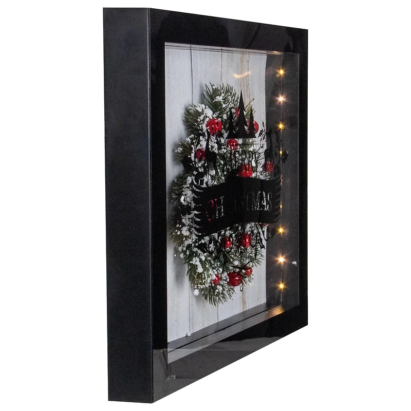 14" Black LED Merry Christmas Box Frame