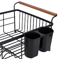 Kitchen Details Acacia Wood Black Drying Rack with Draining Tray