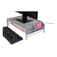 Mind Reader Silver Metal Mesh Monitor Riser Stand & Desk Drawer Organizer Set