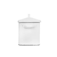 Hello Honey® 13.5" Enameled Metal Distressed White Bread Box with Lid