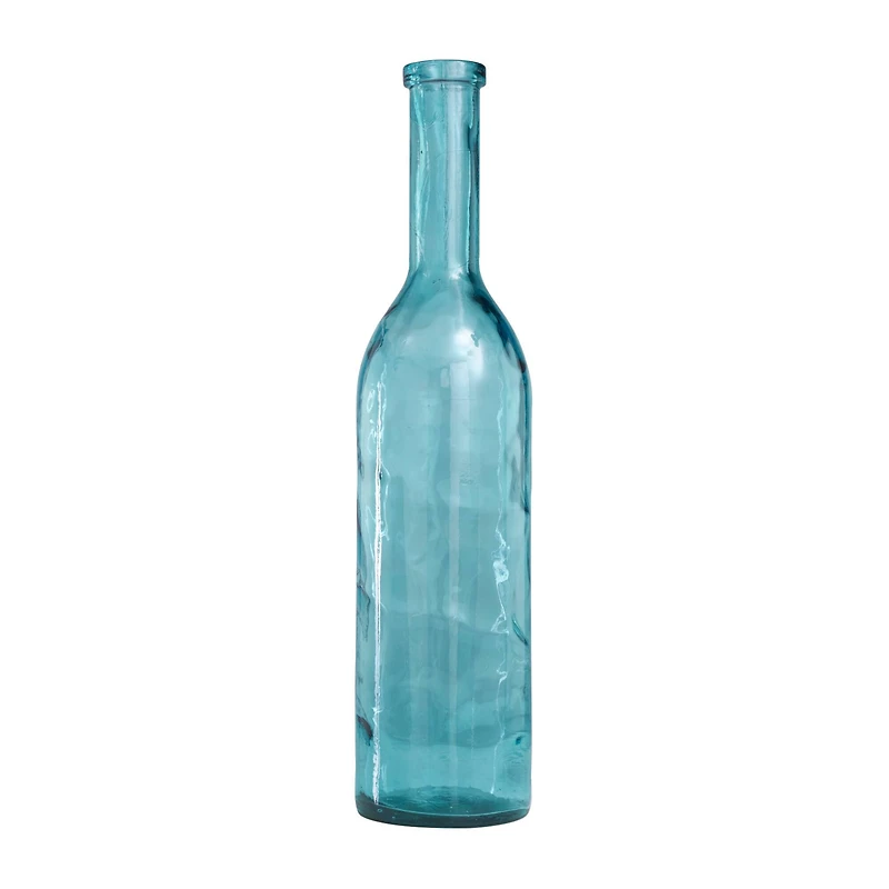 30" Teal Recycled Glass Tall Spanish Bottleneck Vase