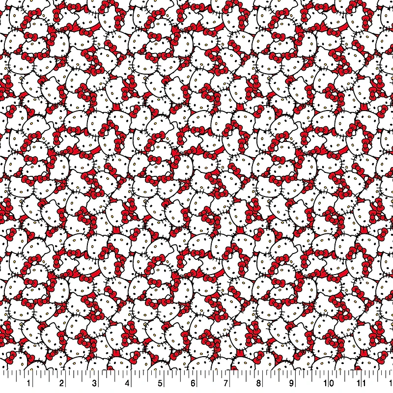 Hello Kitty® Packed Red Bow Cotton Fabric