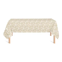 8.5ft. Tan & White Floral Tablecloth