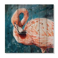 Designart - Pink Flamingos In Blue Water II