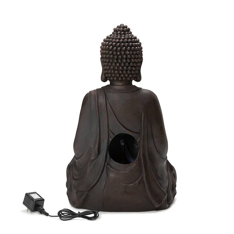 Glitzhome® 23.25" Zen-Style Meditating Buddha Statue Outdoor Fountain with LED Light