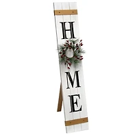Elegant Designs™ 3.5ft. White Wash Home Porch Sign with 4 Floral Wreaths