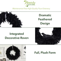 30" Halloween Raven Feather Wreath