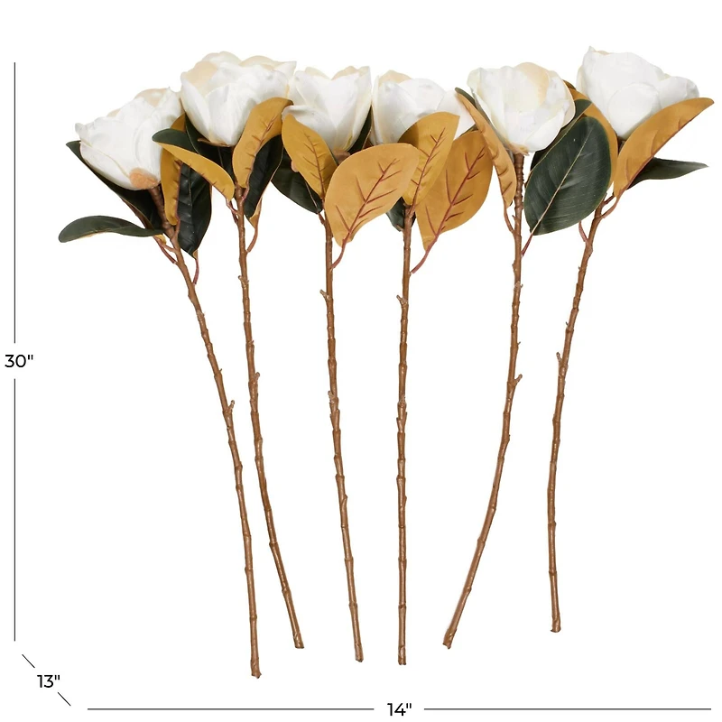 30" White Magnolia Artificial Flower Stem, 6ct.