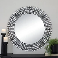 Silver Glass Starburst Wall Mirror with Crystal Embellishment 36" x 1" x 36"